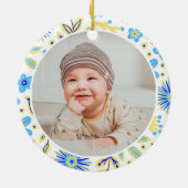 Classic Floral Frame Baby's First Christmas Keramik Ornament (Hinten)