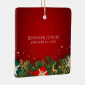 Classic Floral Frame Baby's First Christmas Keramikornament (Rechts)