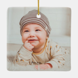 Classic Floral Frame Baby's First Christmas Keramikornament