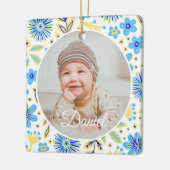 Classic Floral Frame Baby's First Christmas Keramikornament (Links)