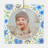 Classic Floral Frame Baby's First Christmas Keramikornament (Rückseite)