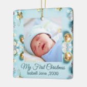 Classic Floral Frame Baby's First Christmas Keramikornament (Links)