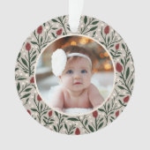 Classic Floral Frame Baby's First Christmas Ornament (Vorderseite)