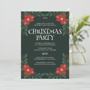 "Classic Floral Frame Christmas Party Einladung