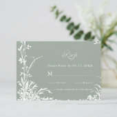 Classic Floral Frame Wedding RSVP Sage Green (Stehend Vorderseite)