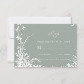 Classic Floral Frame Wedding RSVP Sage Green Karte (Vorderseite)