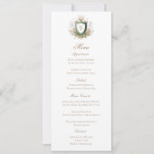 Classic Floral Monogram Crest Wedding Menu Card Save The Date (Vorderseite)