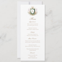 Classic Floral Monogram Crest Wedding Menu Card Save The Date