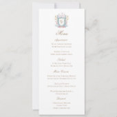 Classic Floral Monogram Crest Wedding Menu Card Save The Date (Vorderseite)