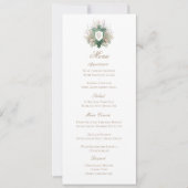 Classic Floral Monogram Crest Wedding Menu Card Save The Date (Vorderseite)