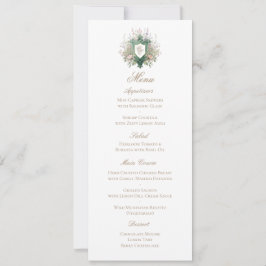 Classic Floral Monogram Crest Wedding Menu Card Save The Date