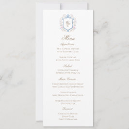 Classic Floral Monogram Crest Wedding Menu Card Save The Date