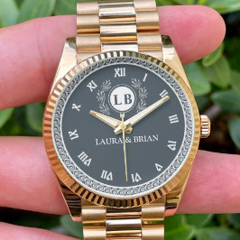 Classic Floral Monogram Custom Initials & Names Armbanduhr