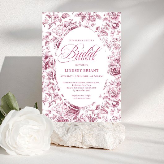 Classic Floral Rose Pattern Bridal Shower Invite Einladung