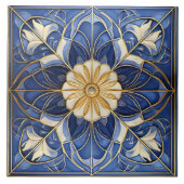 Classic Floral Tile Pat#12 Blue Yellow ID1078 Fliese (Vorderseite)