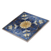 Classic Floral Tile Pat#12 Blue Yellow ID1078 Fliese (Seite)