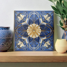 Classic Floral Tile Pat#12 Blue Yellow ID1078 Fliese