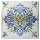Classic Floral Tile Pat#13 Blue Green ID1078 Fliese (Vorderseite)