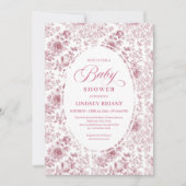 Classic Floral Toile Roses Baby Shower Invitation Einladung (Vorderseite)