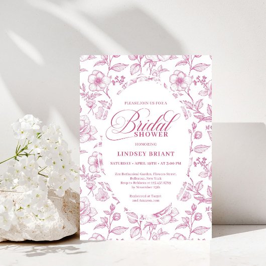 Classic Floral Toile Roses Bridal Shower Invites Einladung