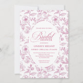 Classic Floral Toile Roses Bridal Shower Invites Einladung (Vorderseite)