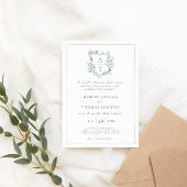 Classic Floral Wappen Sage Green Wedding Einladung