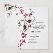 Classic Floral Wedding Einladung (Vorne/Hinten)