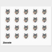 Classic Floral Wolfs Head Round Stickers (Blatt)
