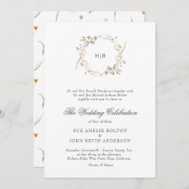 Classic Floral Wreath Monogram Surname Wedding  Einladung