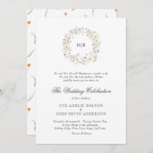 Classic Floral Wreath Monogram Surname Wedding 