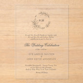 Classic Floral Wreath Monogram Wedding Acryleinladungen (Vorderseite)