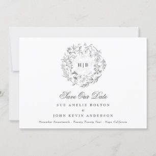 Classic Floral Wreath Monogram Wedding Foto Save The Date