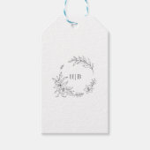 Classic Floral Wreath Monogram Wedding Geschenkanhänger (Vorderseite)