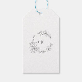 Classic Floral Wreath Monogram Wedding Geschenkanhänger