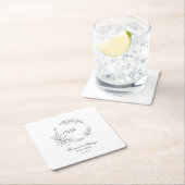 Classic Floral Wreath Monogram Wedding Rechteckiger Pappuntersetzer (Vor Ort)