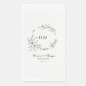 Classic Floral Wreath Monogram Wedding Serviette (Vorderseite)