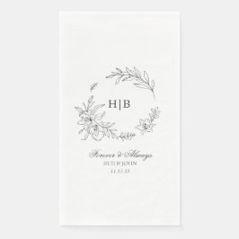 Classic Floral Wreath Monogram Wedding Serviette