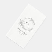 Classic Floral Wreath Monogram Wedding Serviette (Ecke)