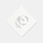 Classic Floral Wreath Monogram Wedding Serviette (Ecke)