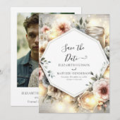 Classic Florals Mason Jar Wedding Save The Date (Vorne/Hinten)
