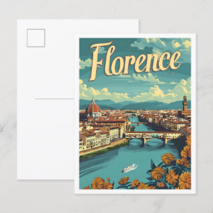 Classic Florenz Italien Retro Vintage Travel Postkarte