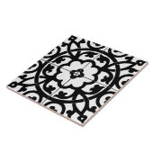 Classic Flower Line Art Floral Black & White Fliese (Seite)