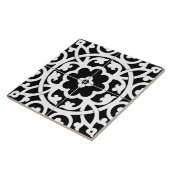 Classic Flower Line Art Floral Black & White Fliese (Seite)