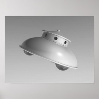 Classic Flying Saucer BW Poster