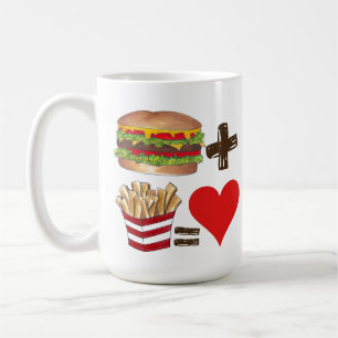 Classic Food Pairing Burger + Fries = Liebe Herz Kaffeetasse