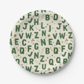 Classic Forest Green Alphabet Pappteller (Vorderseite)