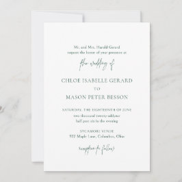 Classic Forest Green Elegante Wedding Einladung