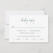 Classic Forest Green Elegante Wedding RSVP Karte (Rückseite)