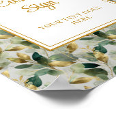 Classic Forest Green Gold Blätter Hochzeit Custom Poster (Ecke)