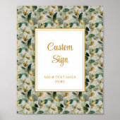 Classic Forest Green Gold Blätter Hochzeit Custom Poster (Vorne)